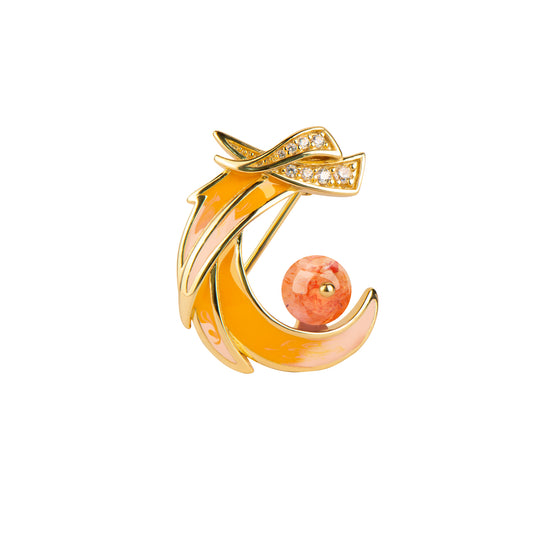 Broche en cristal de fraise dorée Dragon mystère