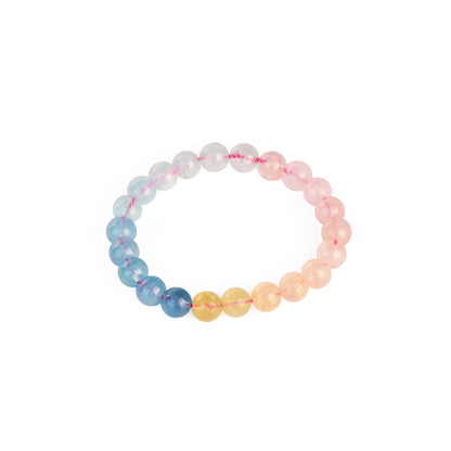 Cindy land 8mm Multi Colour Gradient Morganite Bead Crystal Bracelet