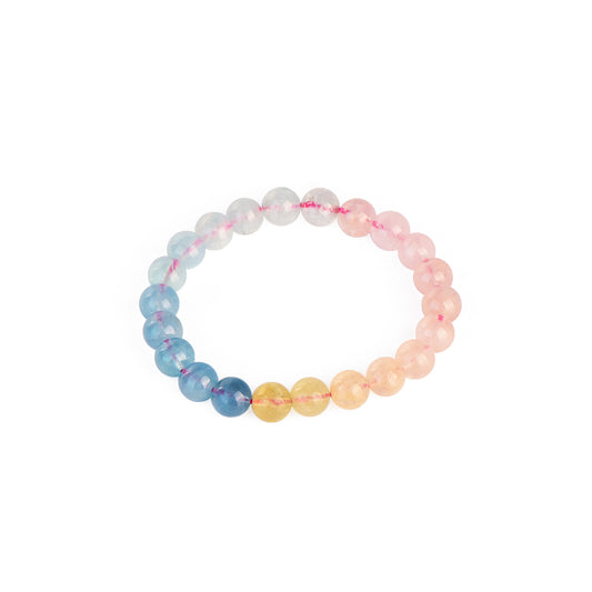 Cindy land 8mm Multi Colour Gradient Morganite Bead Crystal Bracelet