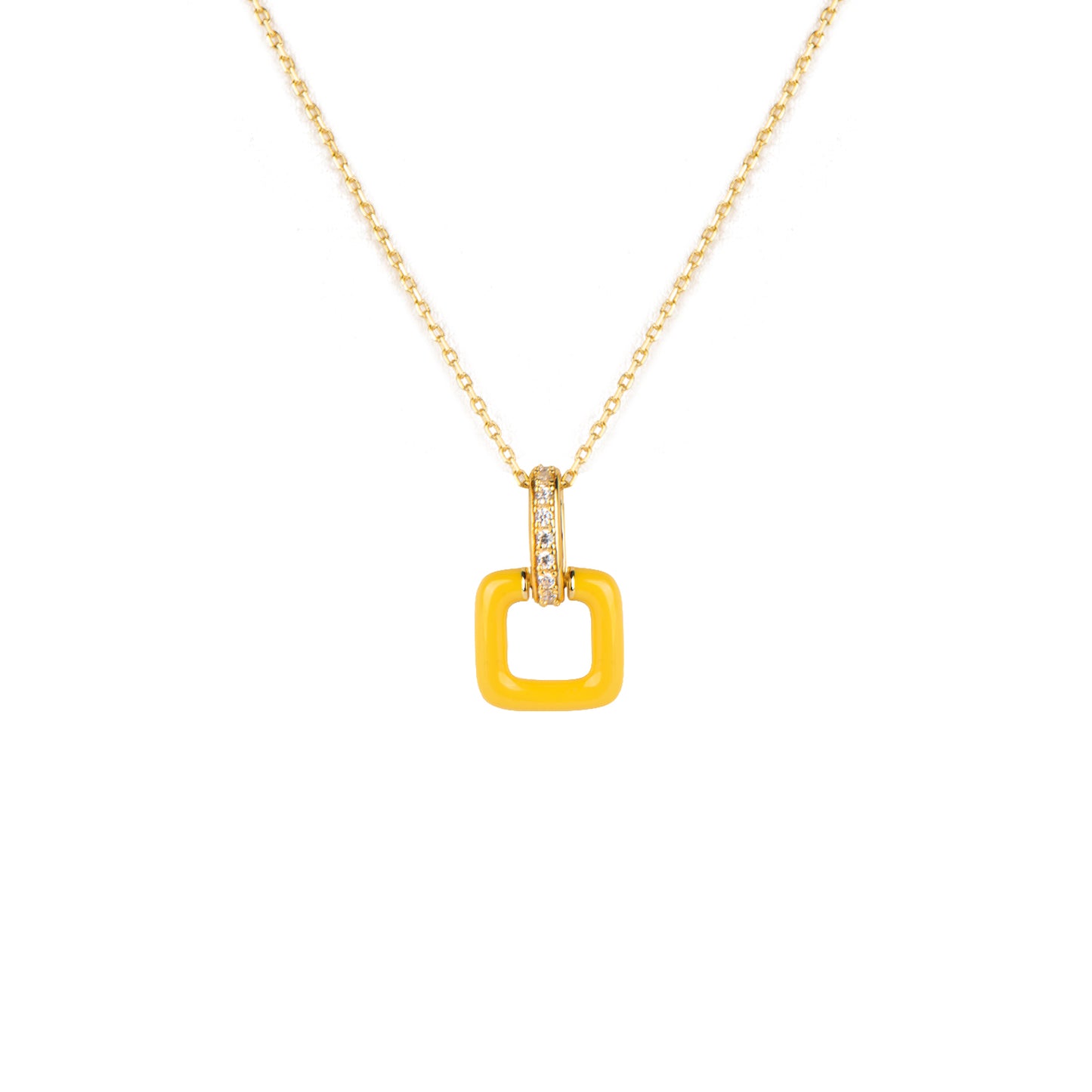 Geometric Charm: 925 Silver Plated 18k Gold Pendant Necklace