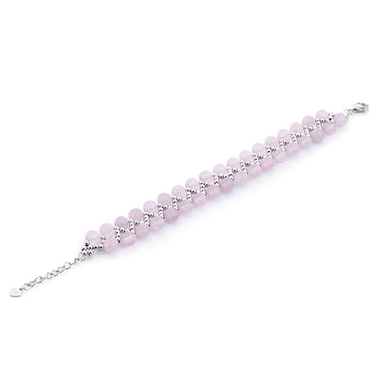 Natural Pink Crystal Beaded Crystal Bracelet