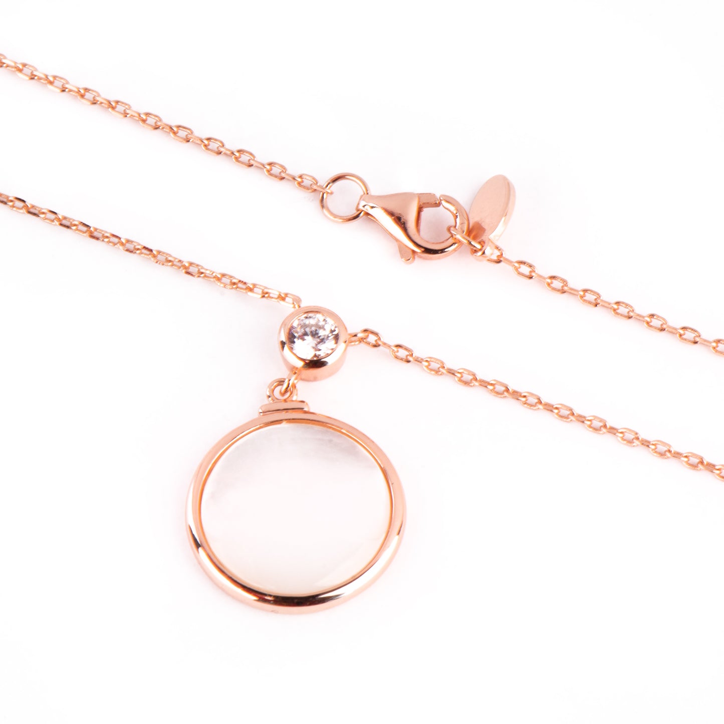 Rose Gold Plated Sliver Mother of Pearl Encrusted Necklace