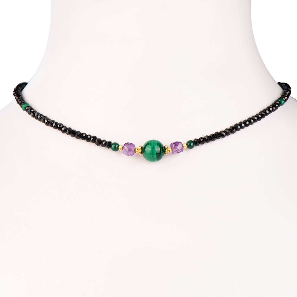 Black Spinel Malachite Necklace