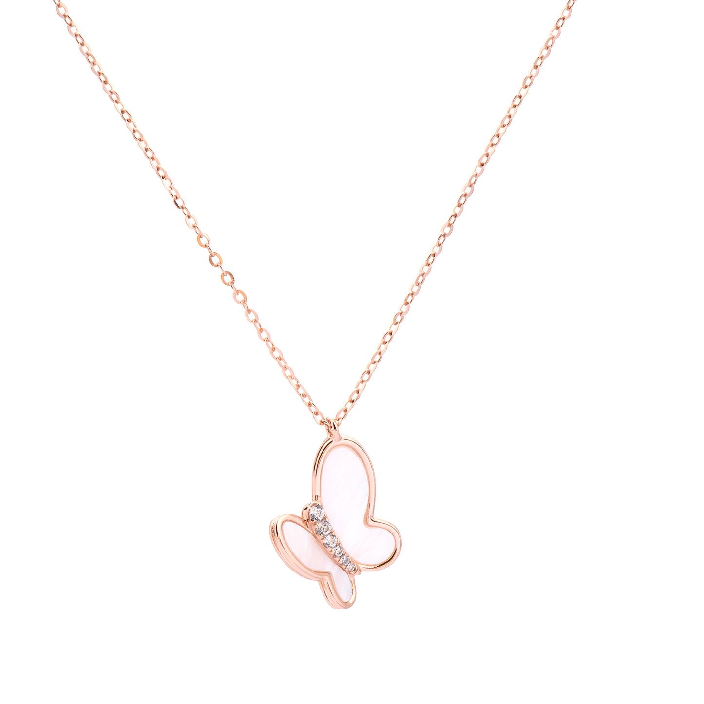 Rose Gold Plated Silver Butterfly Necklace