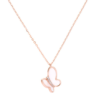 Rose Gold Plated Silver Butterfly Necklace