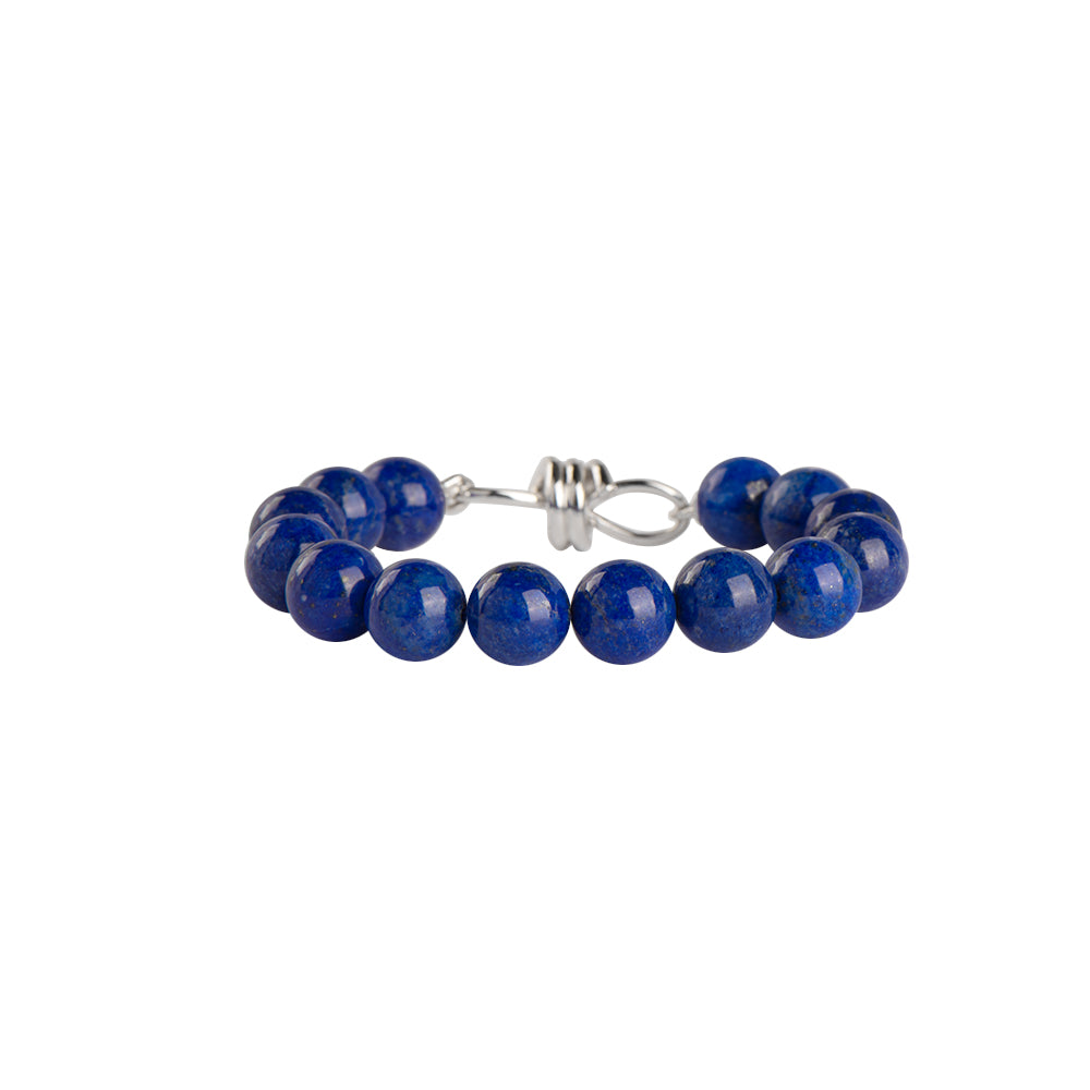 10mm Pure Lapis Lazuli Stylish Clasp Beads Bracelet