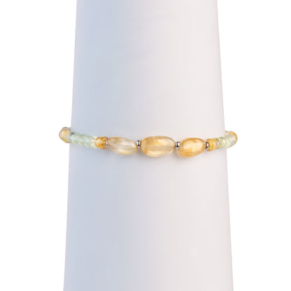 Citrine Lemon Quartz Prehnite Chain Bracelet