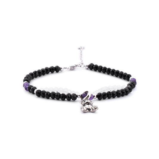 Black Spinel Bear Crystal Bracelet