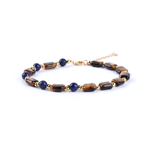 Square Tiger' Eye Lazurite Bracelet