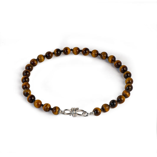 10mm Tiger Eye Black Spinel Stylish Clasp Necklace