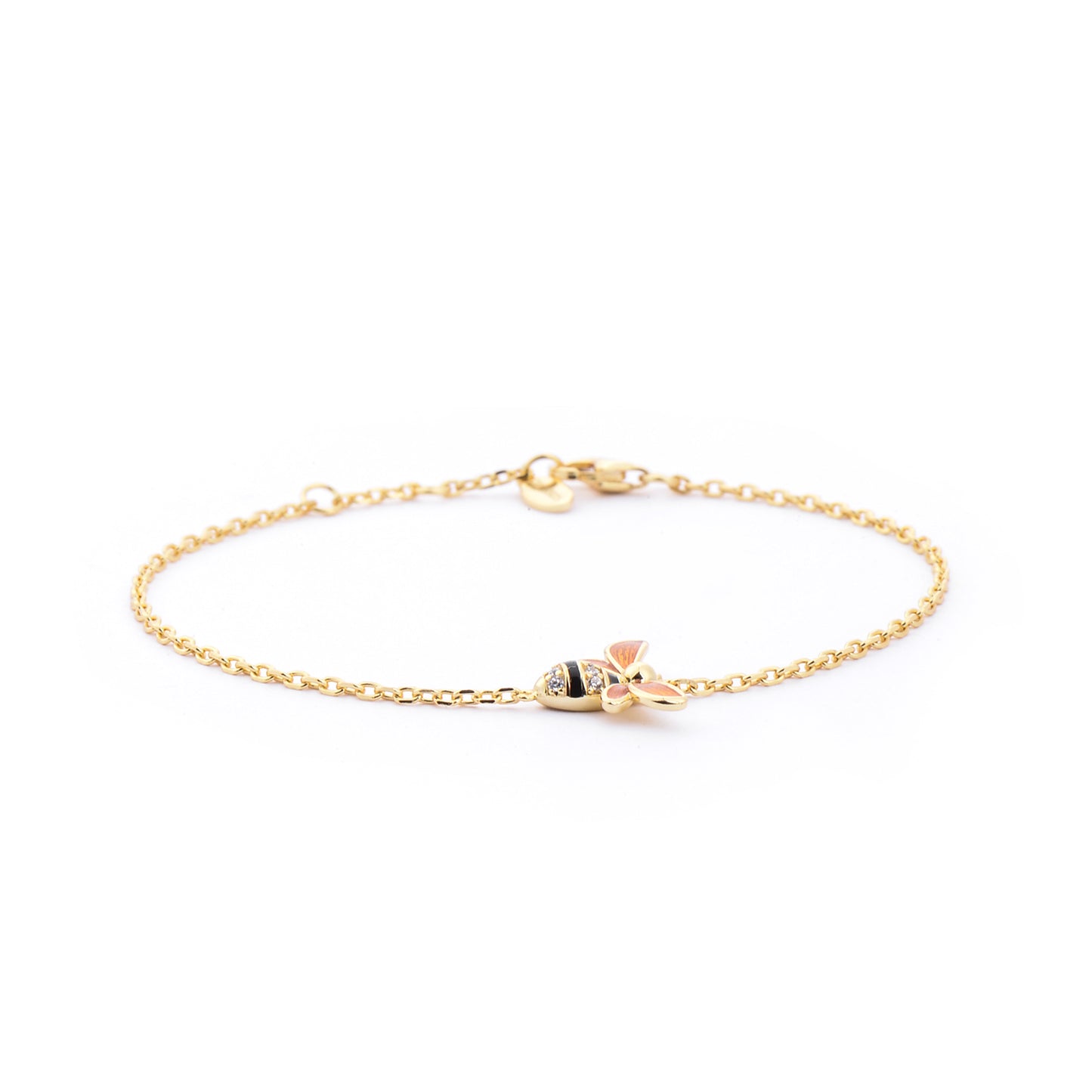 Sterling Silver S925 Plated 18K Gold Honey Bumble Bee Bracelet