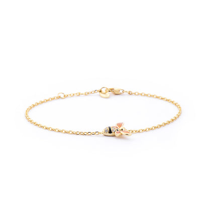 Sterling Silver S925 Plated 18K Gold Honey Bumble Bee Bracelet