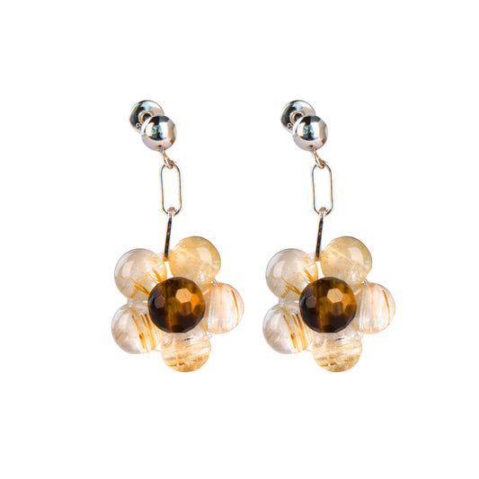 Boucles d'oreilles en cristal de titane fleur de style Maillard