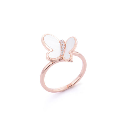 Rose Gold Plated Silver Butterfly Ring