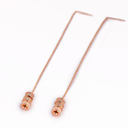 Rose Gold Plated Sterling Time Wheel Drop Earrings