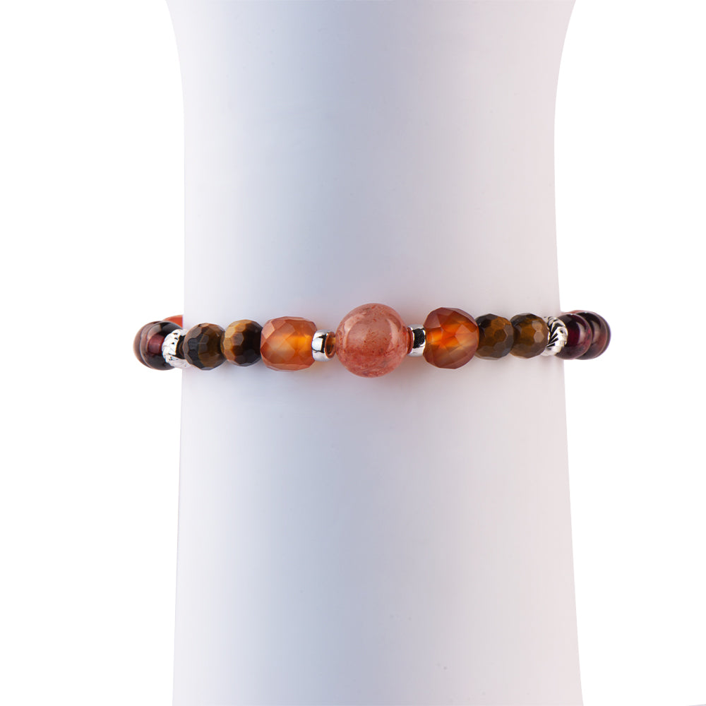 Caramel Sweetheart Golden Strawberry Crystal Garnet Agate Bracelet