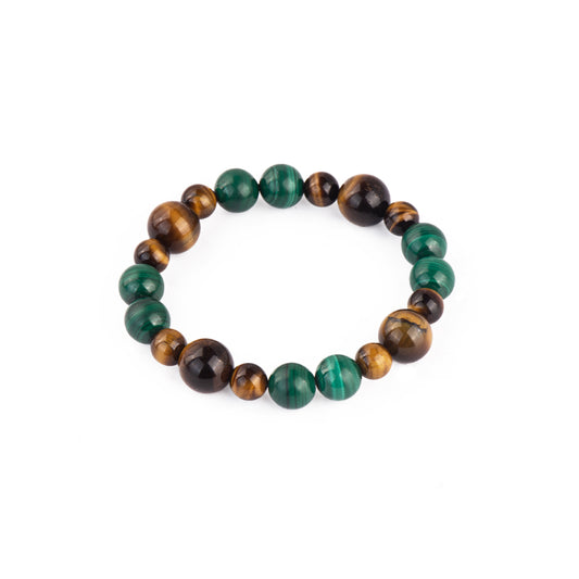 Bracelet en perles d'oeil de tigre en malachite des îles