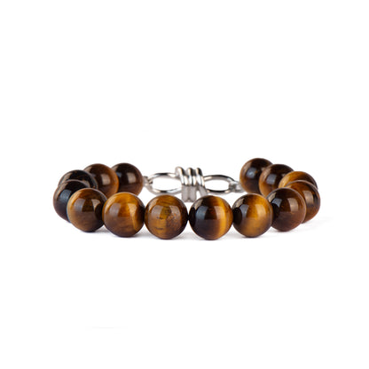 12mm Pure Tiger Eye Stylish Clasp Beads Bracelet