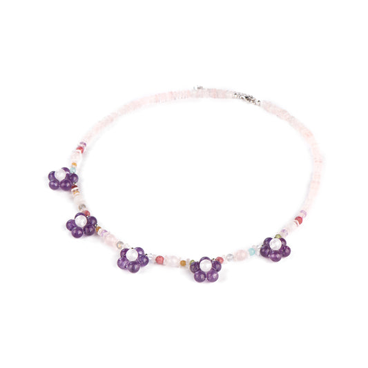 Blossom Flower Amethyst Quartz Necklace