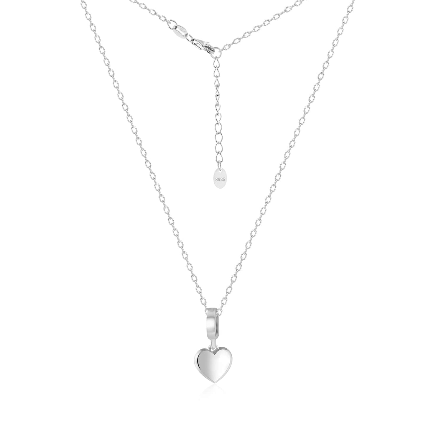 925 Sterling Silver Hearts Pendant Removable Charm Necklace Jewelry