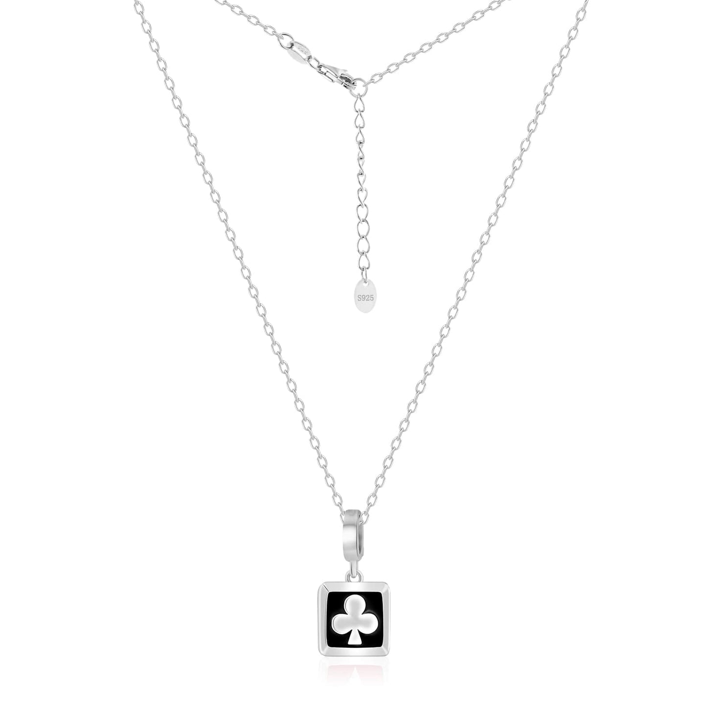 S925 Silver Poker Club Pendant Necklace Charming Removable Pendant Jewelry Gift