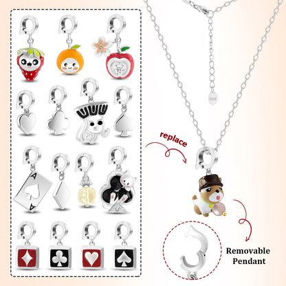 S925 Silver Charming Pendant Necklace Cutie Dog Desgin Jewelry Gift for Her