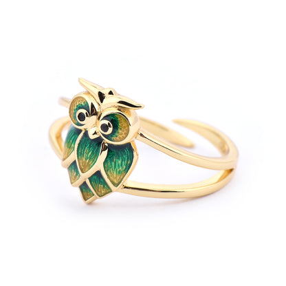 18K Gold Plated Silver Owl Ring