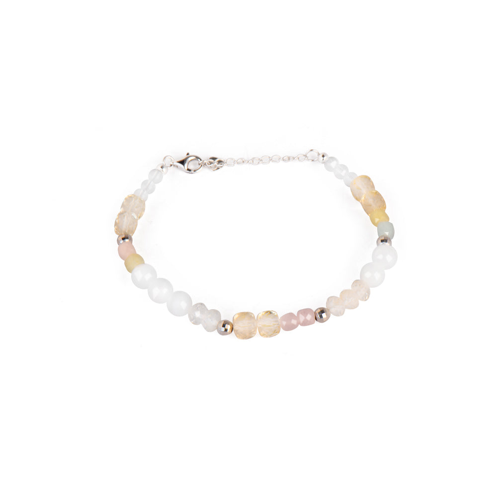 White Cat’s Eye Citrine Morganite Chain Bracelet