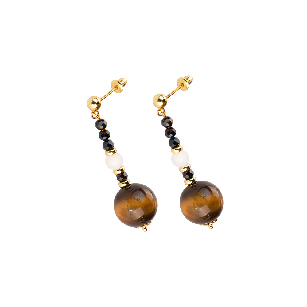 Black Spinel Moonstone Droop Earrings