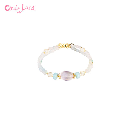 Double Row Ametrine Morganite Extension Chain Bracelet