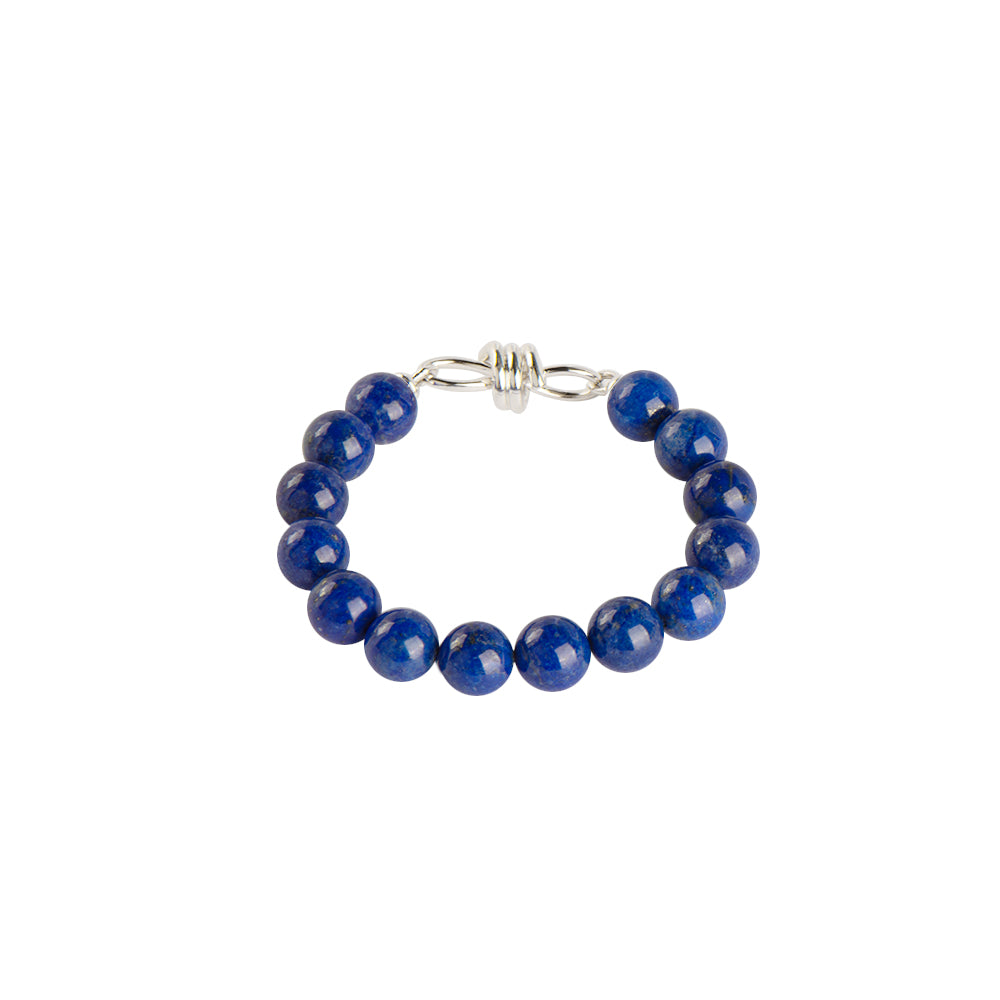 10mm Pure Lapis Lazuli Stylish Clasp Beads Bracelet