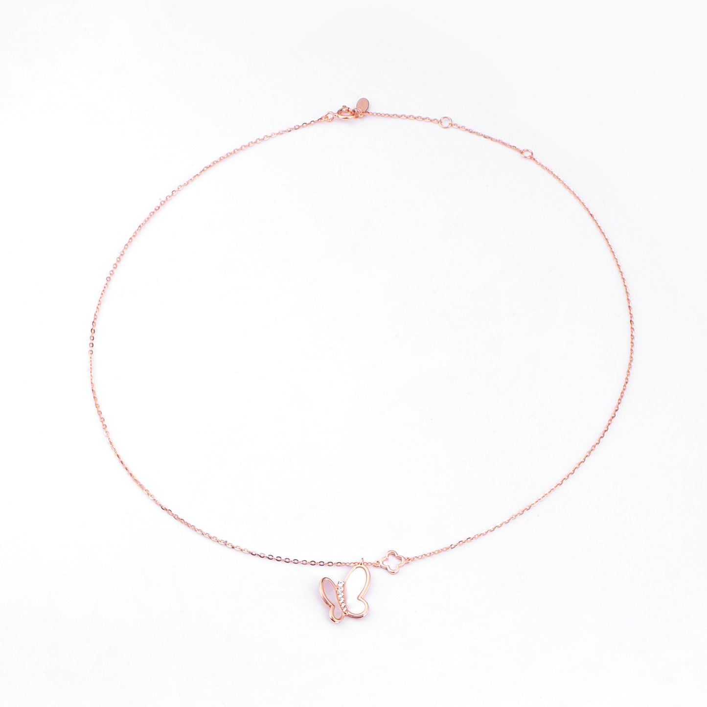 Rose Gold Plated Silver Butterfly Necklace