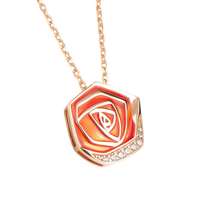 Red Rose 925 Sliver Plated 18k Gold Pendant Necklace