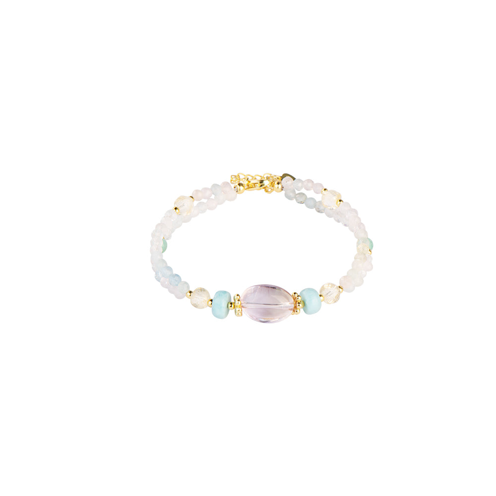 Double Row Ametrine Morganite Extension Chain Bracelet