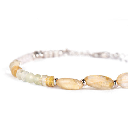 Citrine Lemon Quartz Prehnite Chain Bracelet