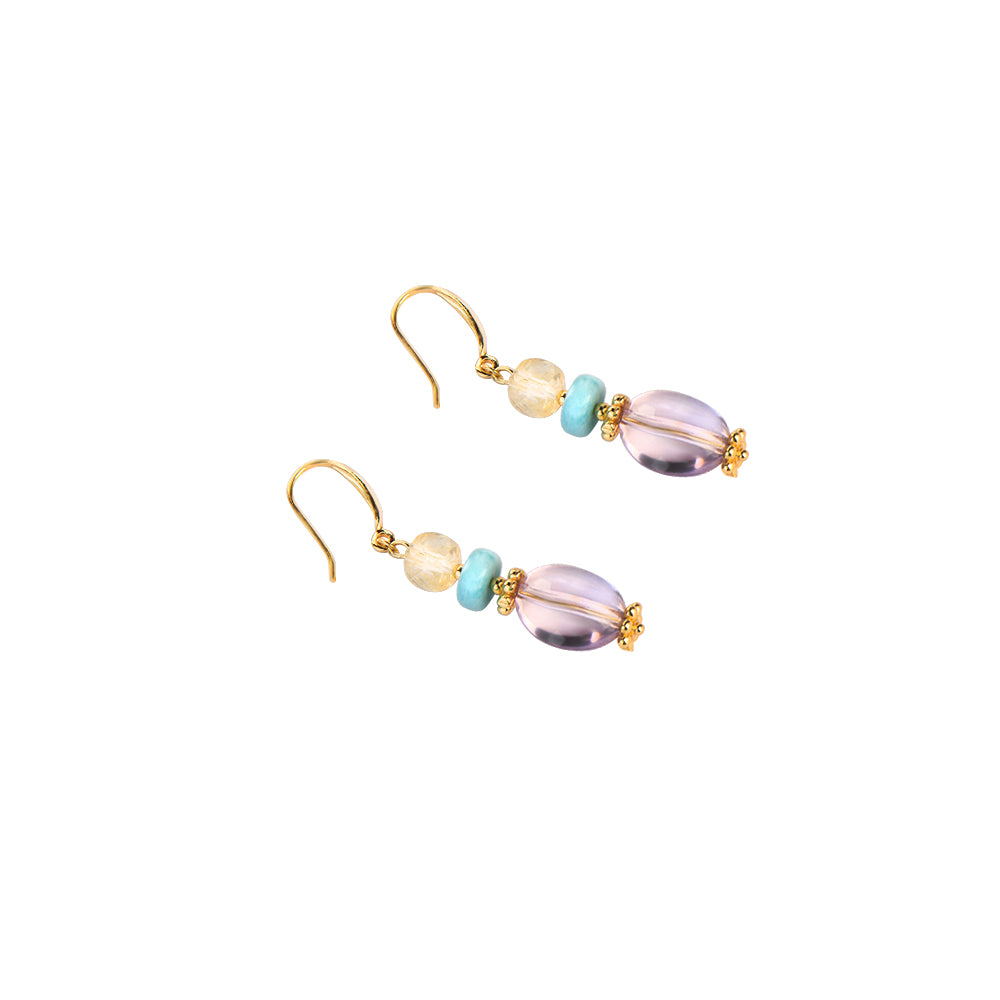 Ametrine Larimar Citrine Earrings