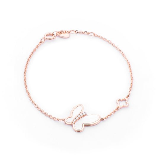 Rose Gold Plated Silver Butterfly Bracelet