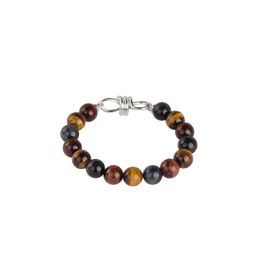 10mm Striking Tiger Eye Stylish Clasp Beads Bracelet