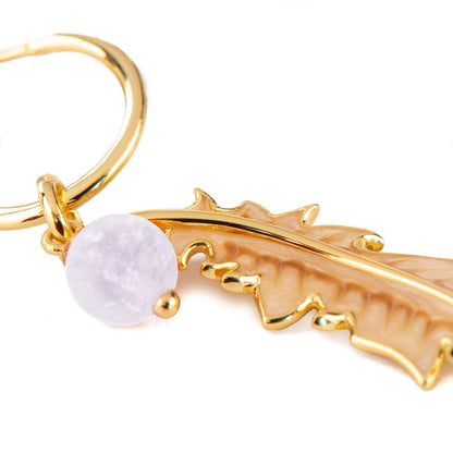 Feather 18k Plated Purple Chalcedony Earrings