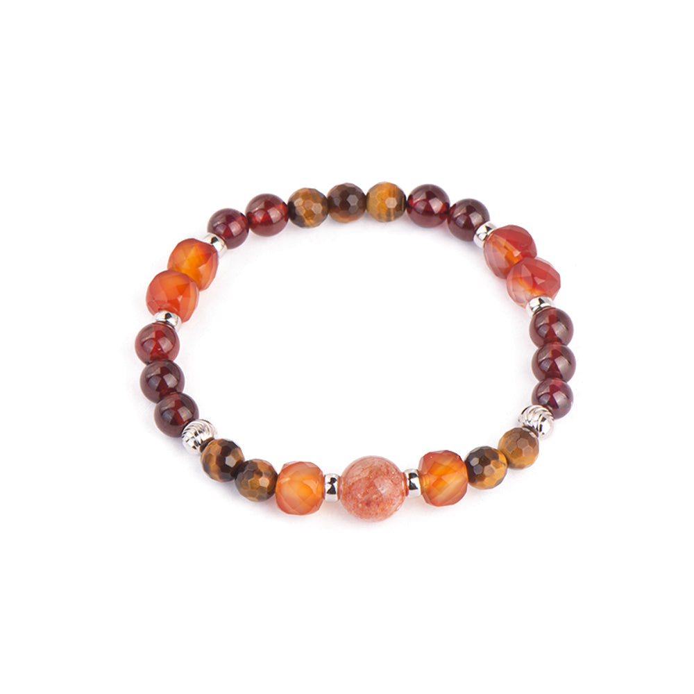 Caramel Sweetheart Golden Strawberry Crystal Garnet Agate Bracelet