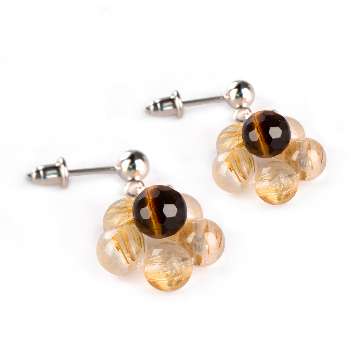 Maillard Style Flower Titanium Crystal Earrings