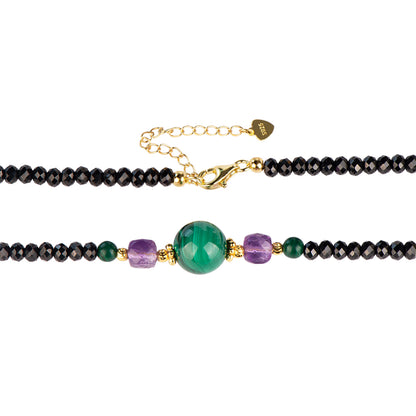 Black Spinel Malachite Necklace