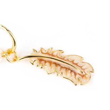 Feather 18k Gold Plated Mother Of Pearl Earrings