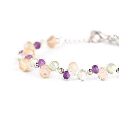 Prehnite Amethyst Citrine Chain Bracelet