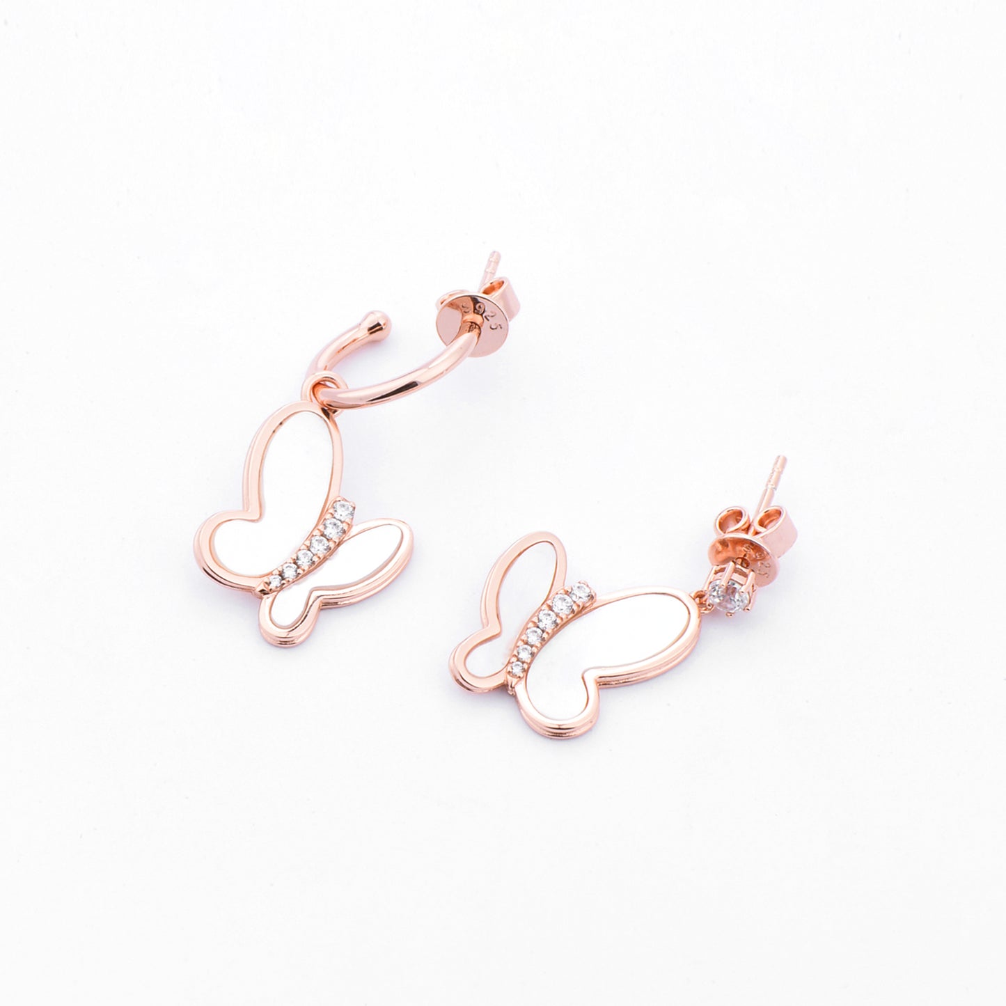 Rose Gold Plated Silver Butterfly Earring