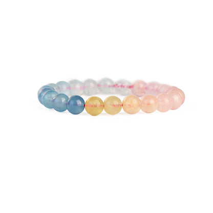 Cindy land 8mm Multi Colour Gradient Morganite Bead Crystal Bracelet