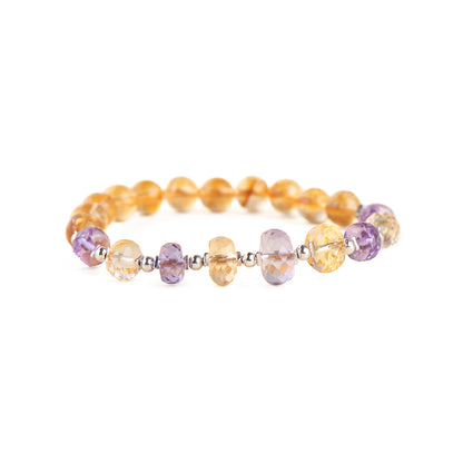 Crosscut Amethyst Citrine Beads Bracelet