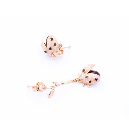 Rose Gold Plated Ladybug Earring