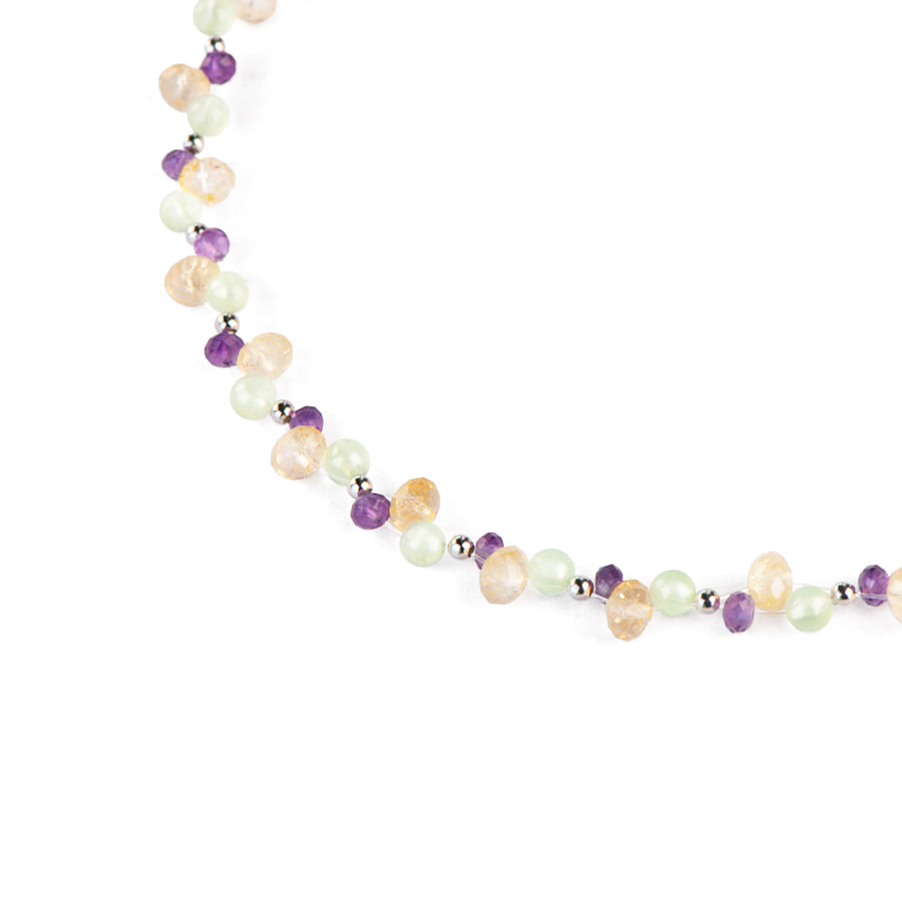 Prehnite Amethyst Citrine Chain Necklace