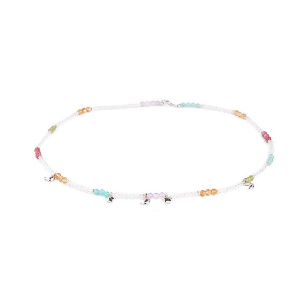 Colorful Stacked Amazonite Citrine Rhodochrosite OT Clasp Necklace